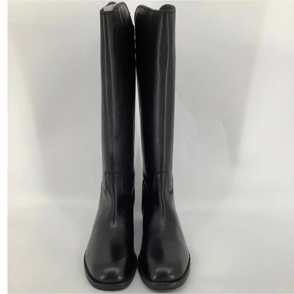 Free People Faded Black Everly Equestrian Boots Leather Zipper Back - Picture 5 of 16